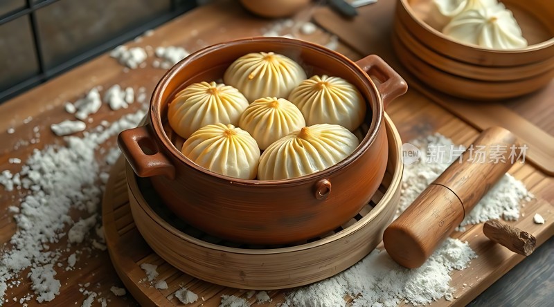 蒸笼里的美味包子