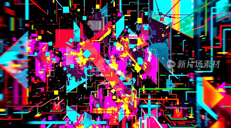新片场素材炫彩几何世界