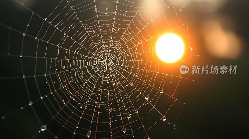 阳光下的晶莹蛛网