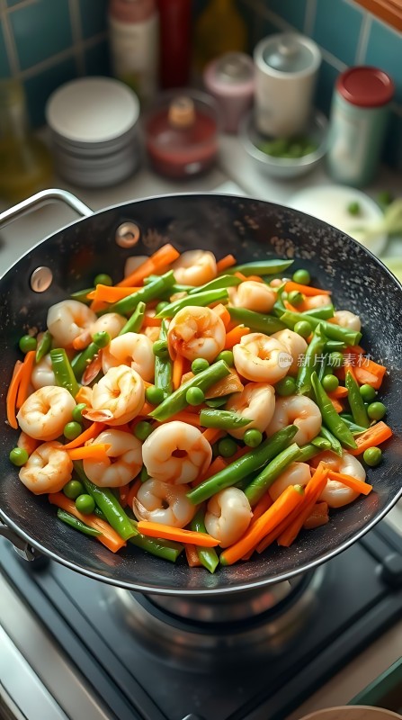 鲜虾蔬菜炒杂蔬