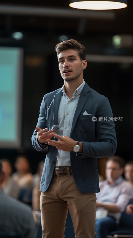 商务男士自信演讲