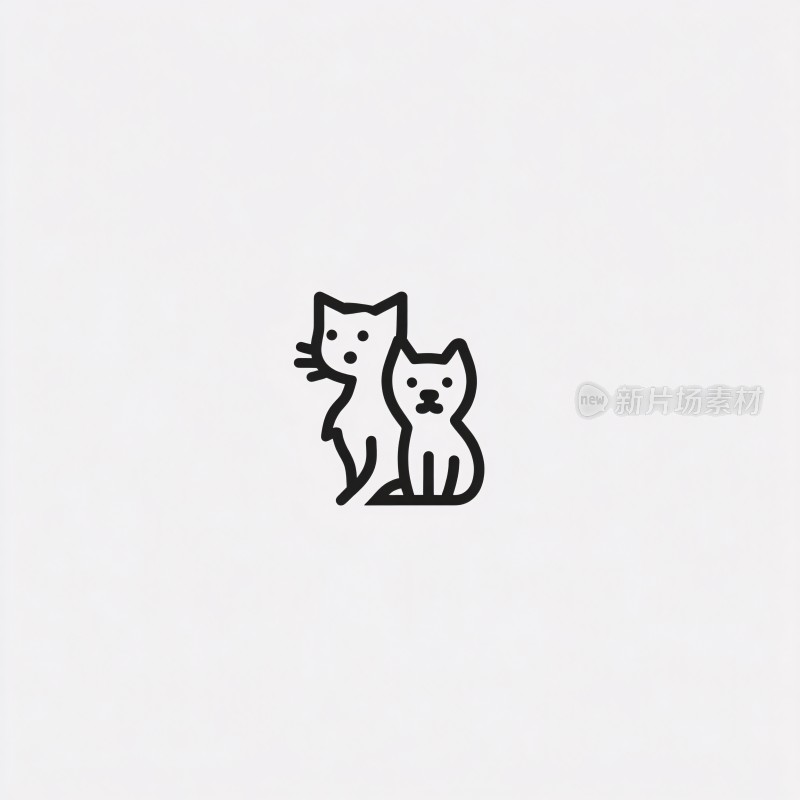 简约线条双猫插画