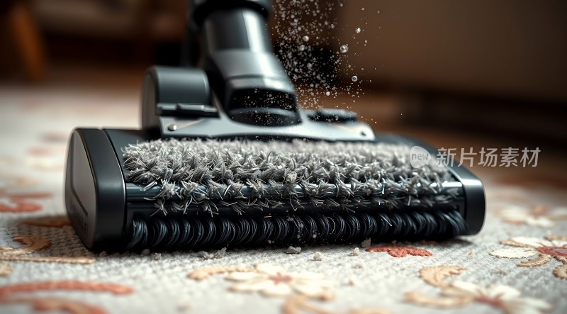 吸尘器清洁地毯展现强大吸力与高效清洁能力