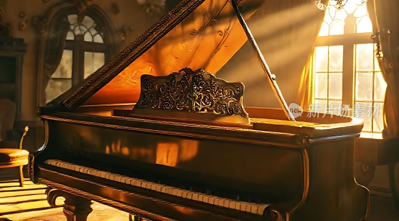 阳光下的古董钢琴