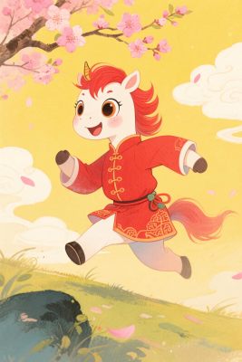 卡通小马传统服饰奔跑插画 卡通小马传统服饰奔跑插画