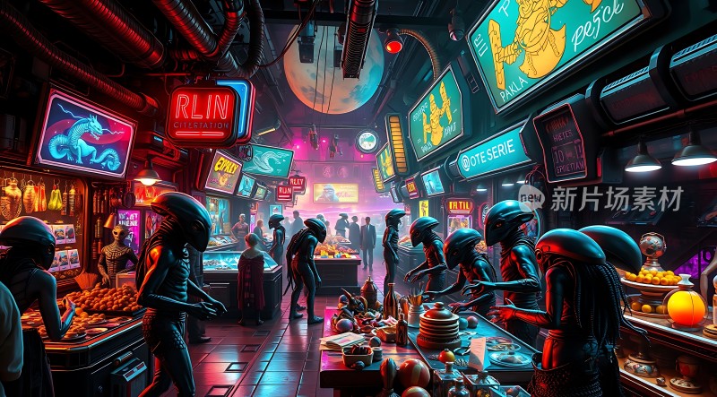 外星市场夜市购物