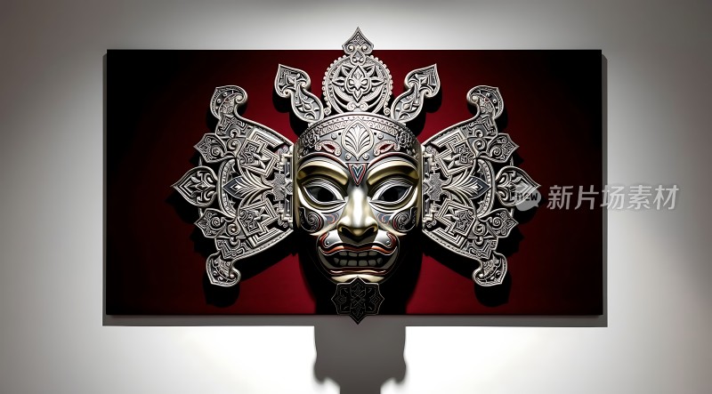 银色面具艺术展示