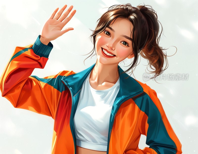 运动女孩展示动作