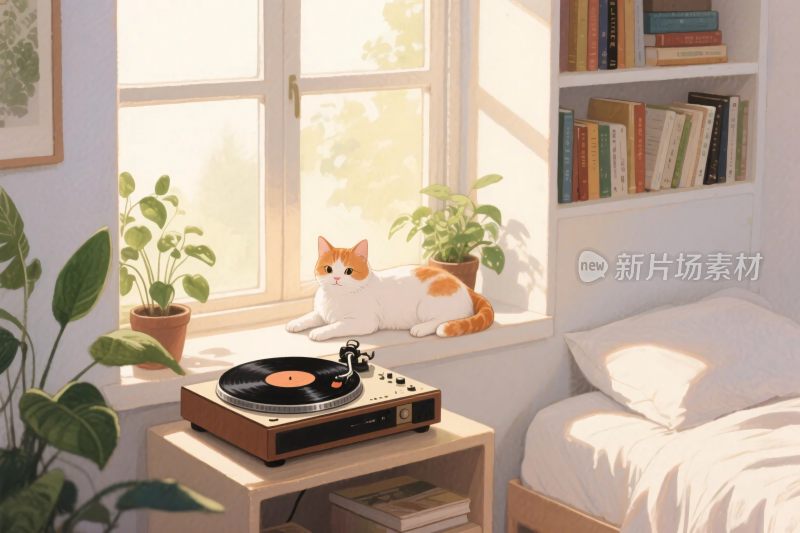 温馨室内插画场景