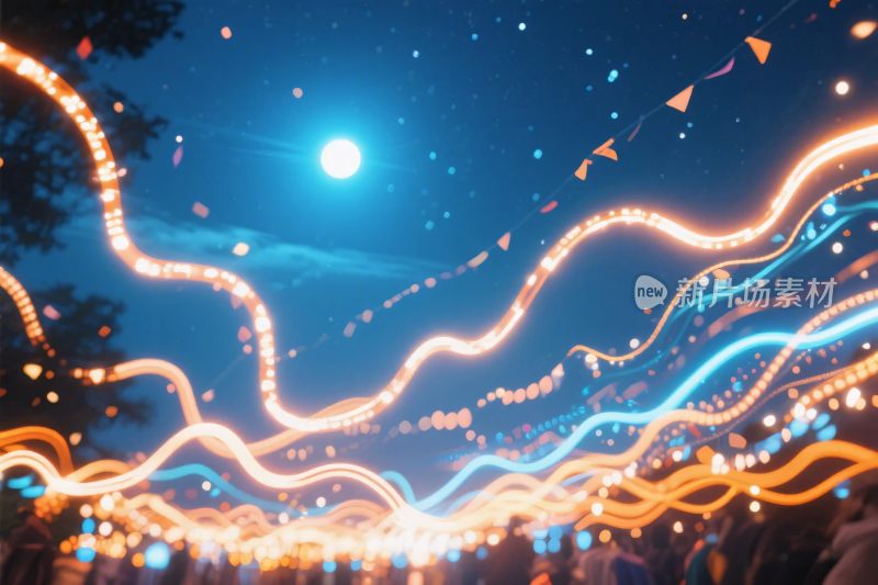 梦幻夜空灯串场景