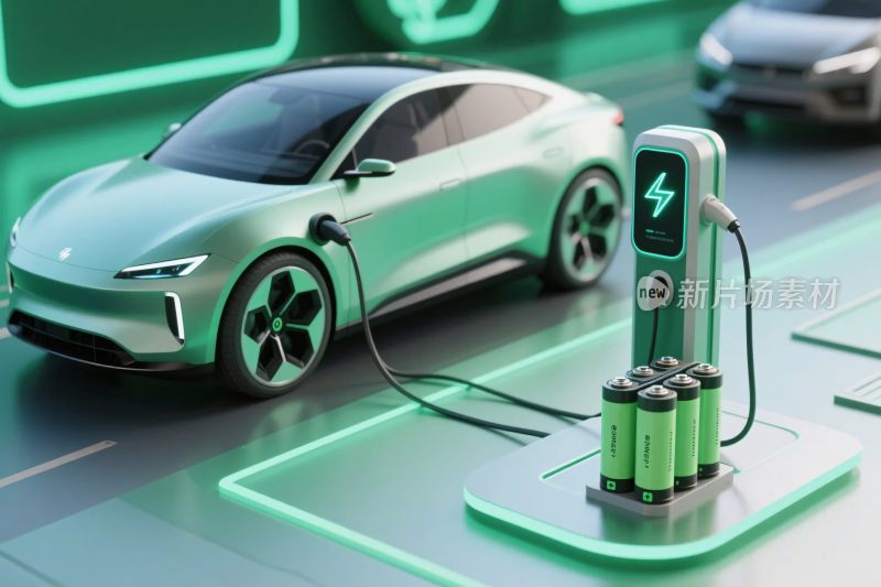 新能源汽车充电科技插画