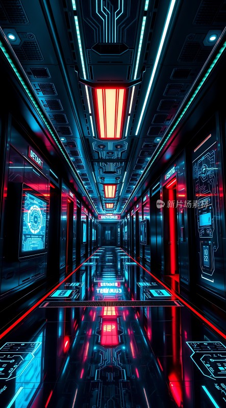 科技走廊未来主义风格的长廊