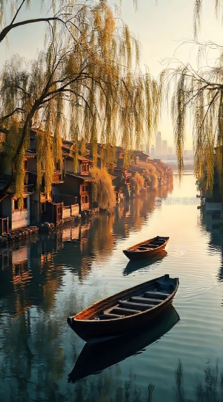 古巷水乡柳影摇