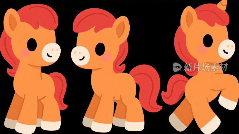 三只可爱小马插画形象