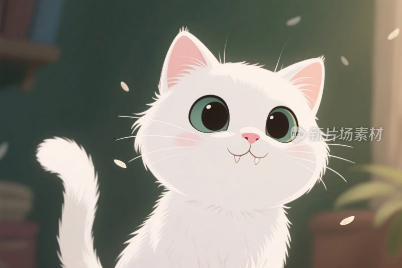 卡通小白猫插画