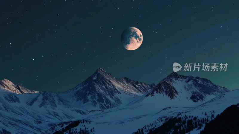 雪山高原夜景星空夜景自然风景背景