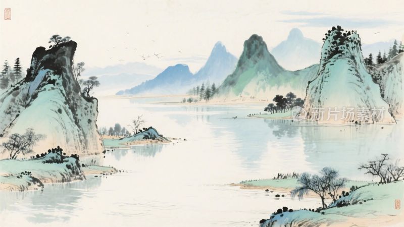 山水水墨国画
