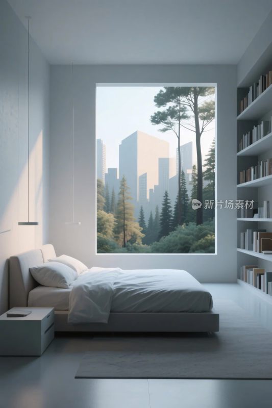 现代简约卧室插画