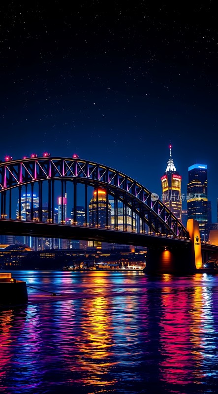 璀璨夜景下的跨江大桥