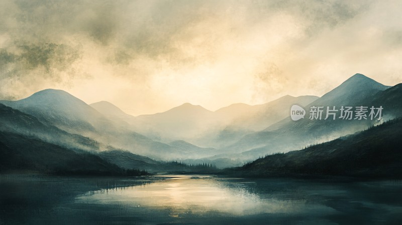 暖调山水风景