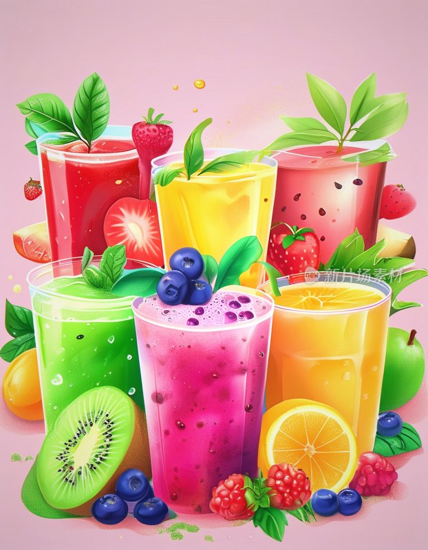 果汁水果组合美图
