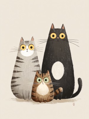 三只可爱猫咪插画