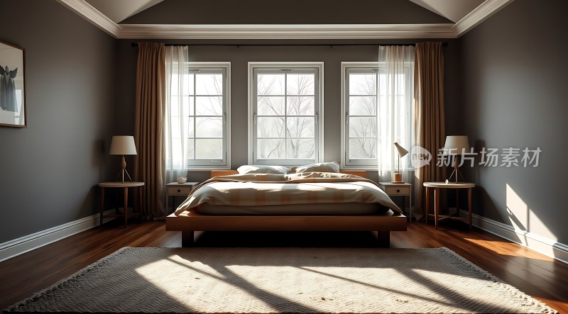 阳光洒满现代卧室简约风格温馨舒适