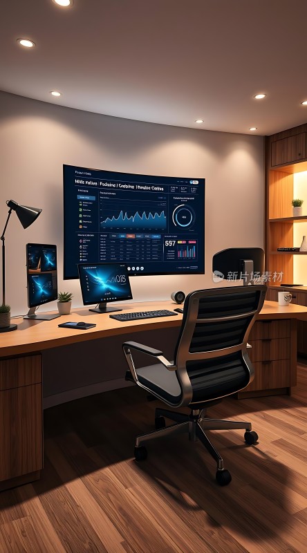 现代办公空间科技感十足的工作环境