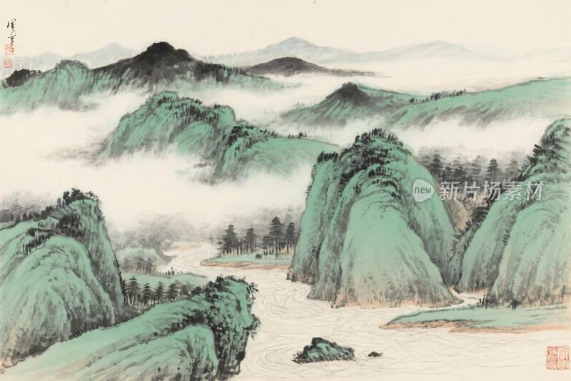 传统山水水墨国画
