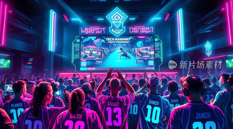 电竞比赛现场观众热情高涨选手专注竞技