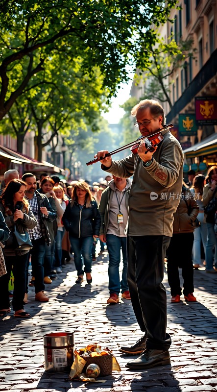 街头乐手与观众互动