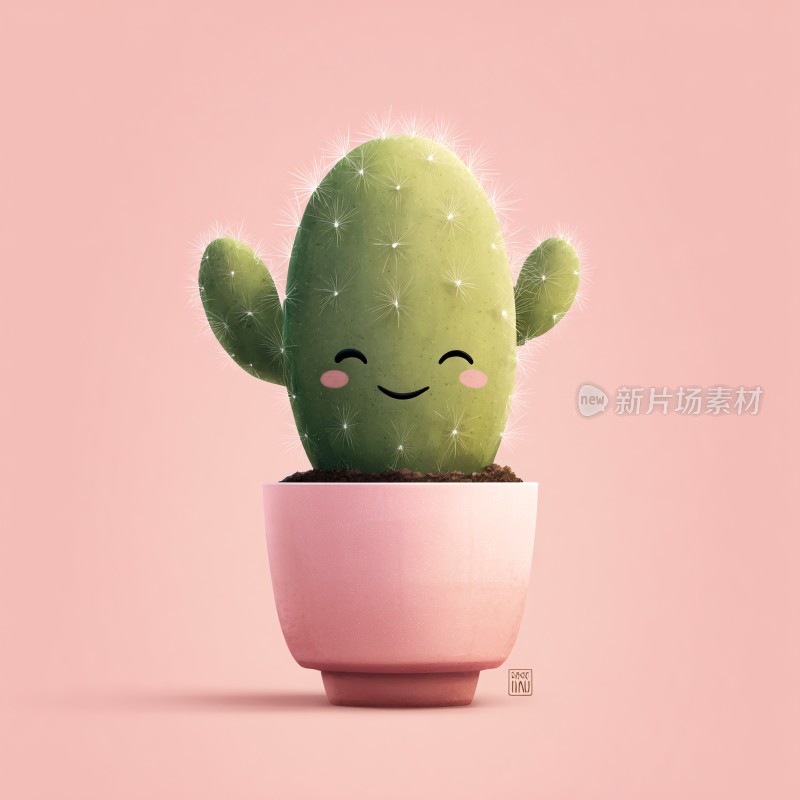 可爱笑脸仙人掌插画