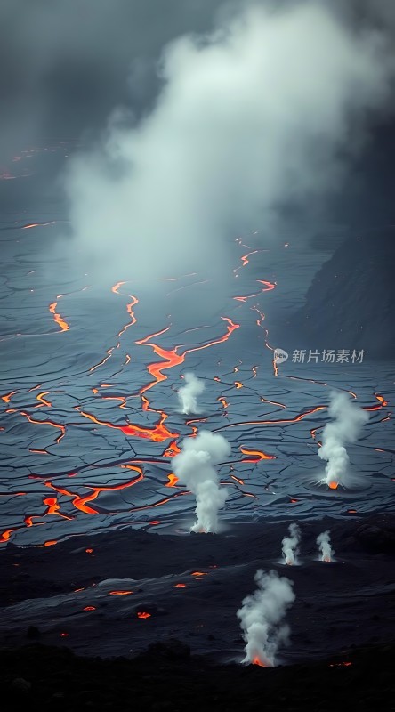 熔岩与蒸汽交织的自然奇观
