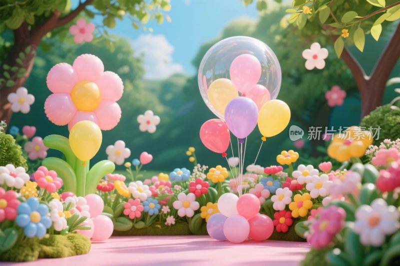 梦幻花园彩色插画