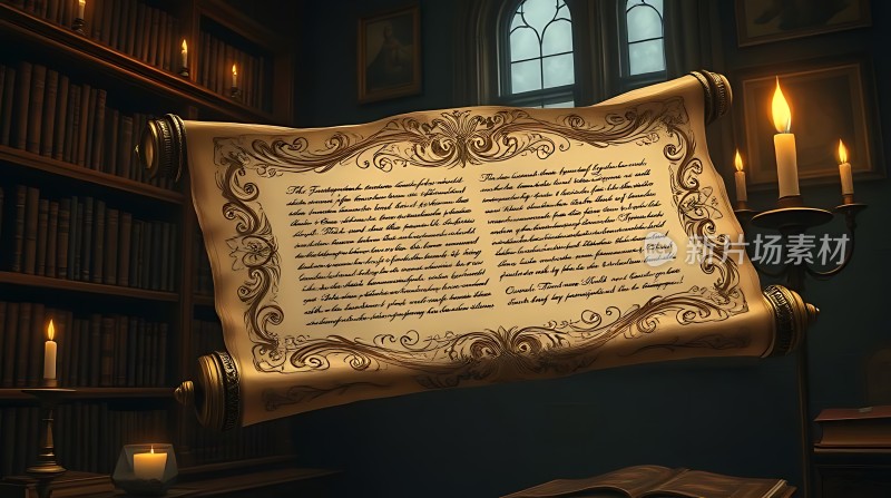 古卷秘文烛光下的古老文献