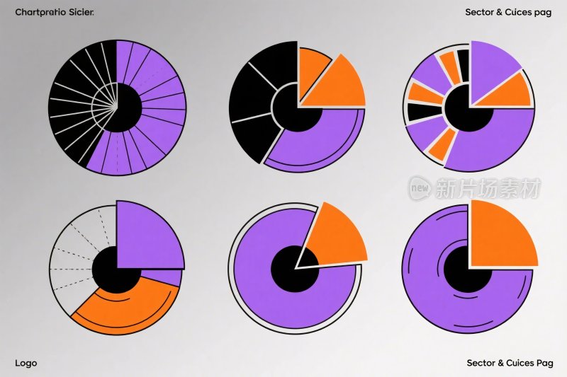 彩色环形统计图插画