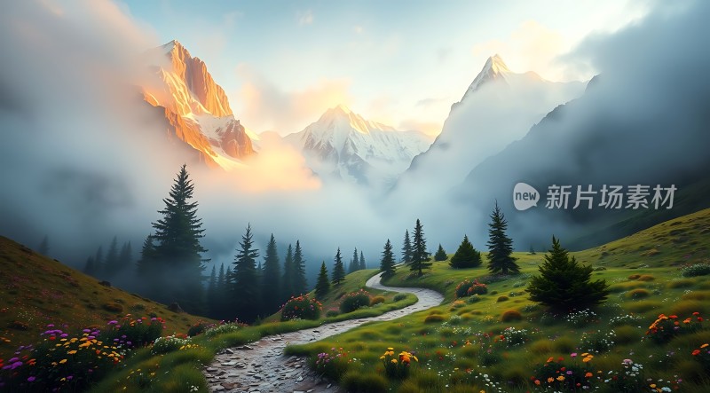 晨光中的山间小径