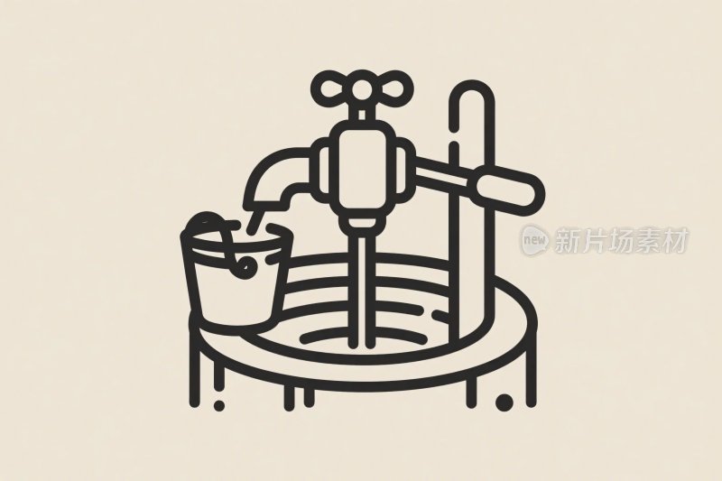 水龙头抽水插画