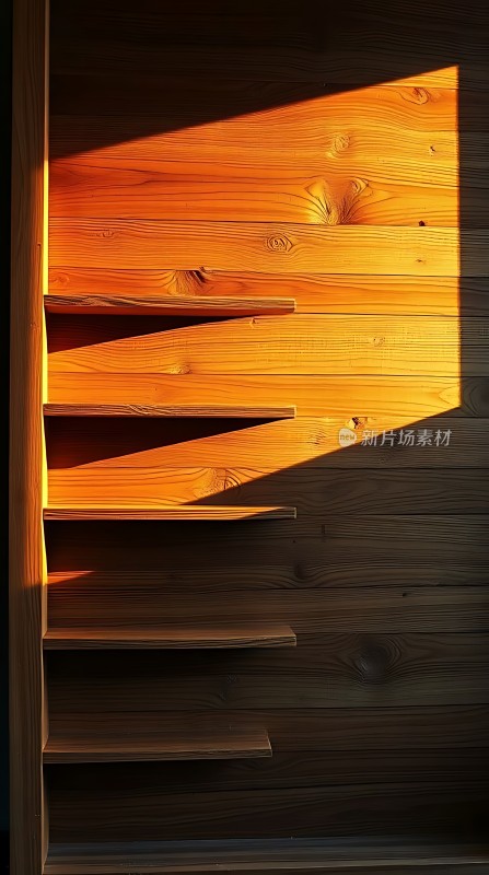 阳光下的木制楼梯