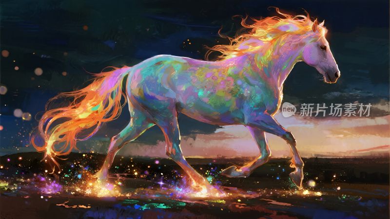 梦幻炫彩奔跑的独角兽