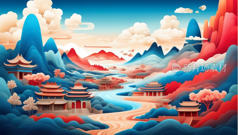 中国画山水画背景