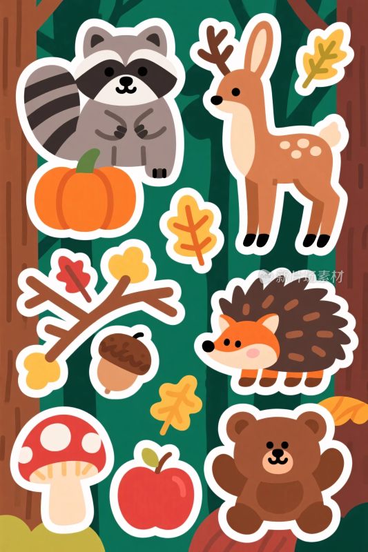 卡通动物元素贴纸