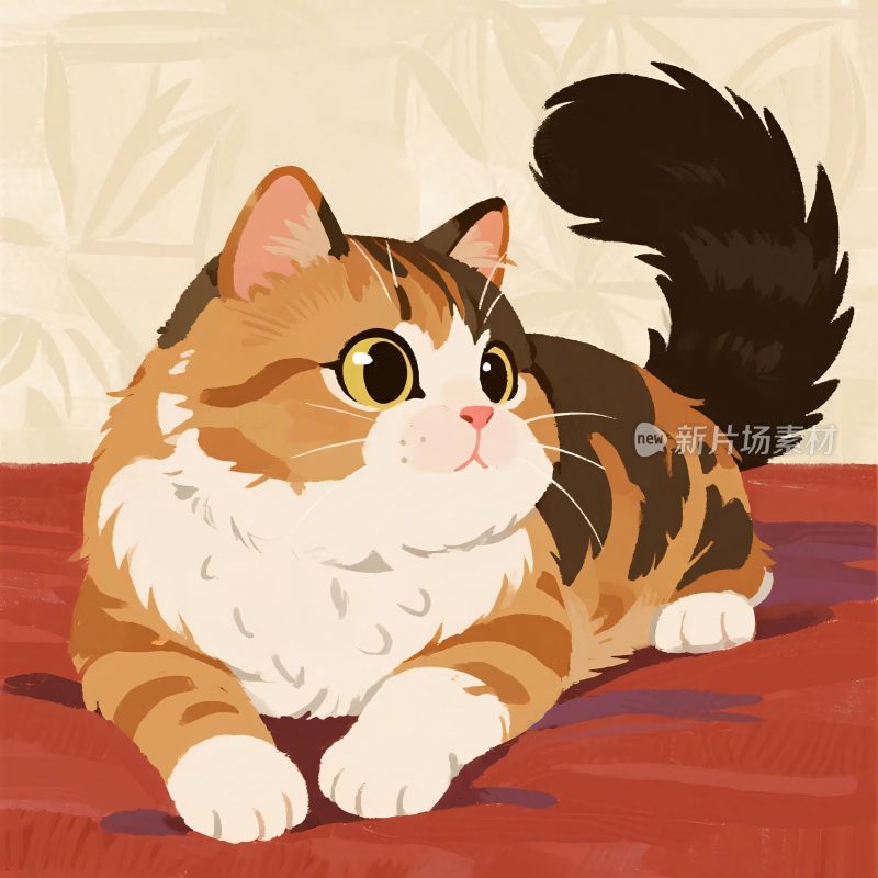 卡通橘白猫插画