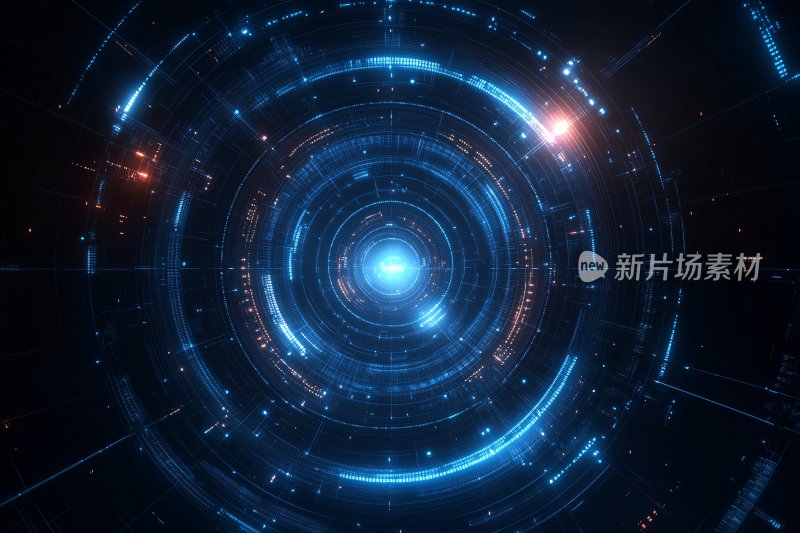 科幻感蓝色环形光效背景