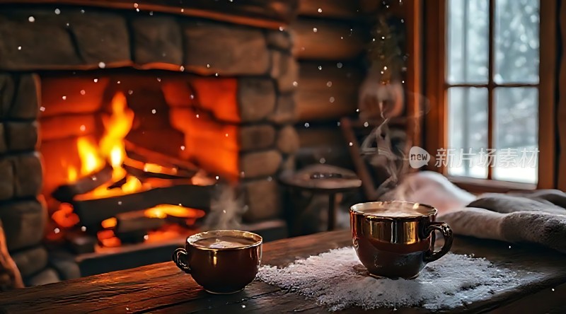 冬日暖炉旁的温馨时刻