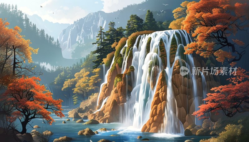 九寨沟瀑布美景