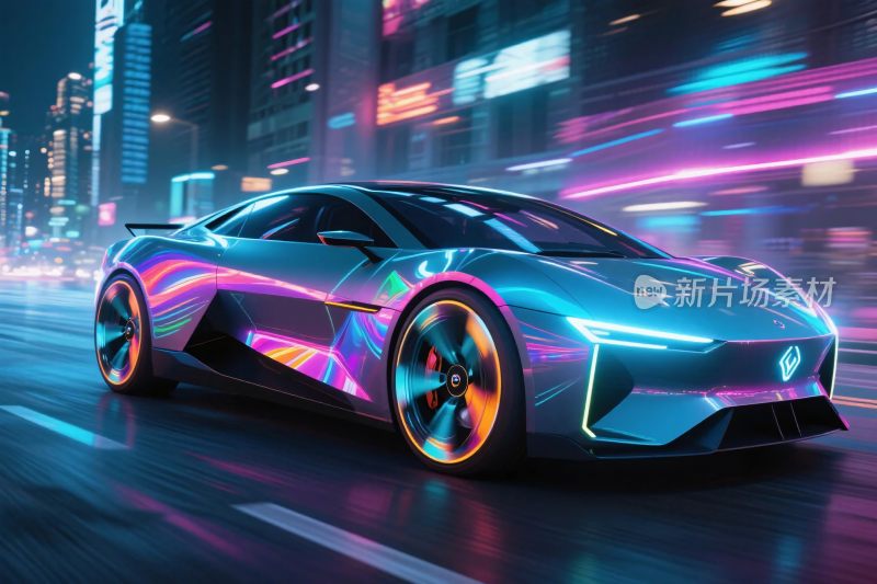 霓虹未来汽车插画