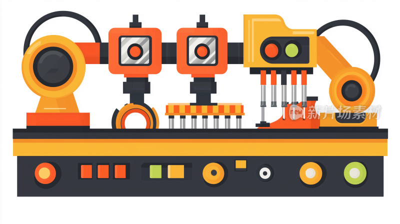 卡通风格的工业机器人插画