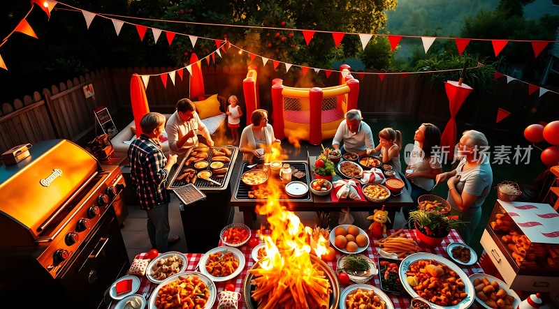 家庭烧烤聚会享受美好时光