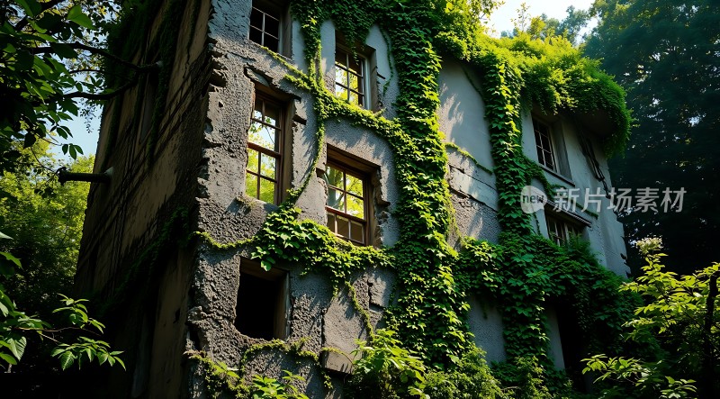 藤蔓覆盖的老建筑